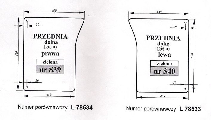 John Deere szyba przednia dolna prawa,lewa S 39  S 40