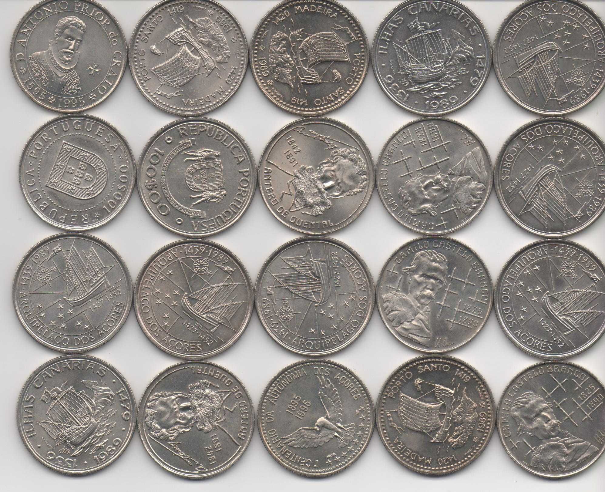 Lote 20 moedas de 100 escudos. Portugal.