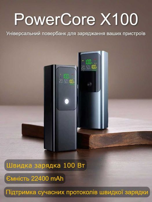Повербанк 100W 22400mAh - справжня эмність (ноутбук, телефон, планшет)