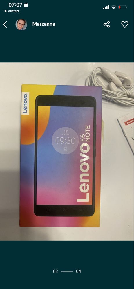 Oryginalne opakowanie pudelko telefonu Lenovo K6 Note i sluchawki