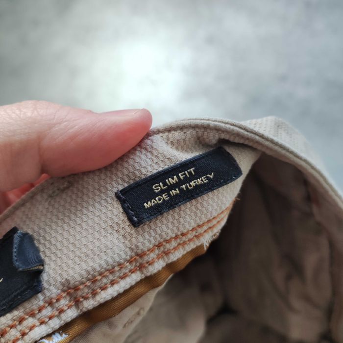 MĘSKIE Eleganckie Spodnie Chino Slim Italy Massimo Dutti Pique Beżowe