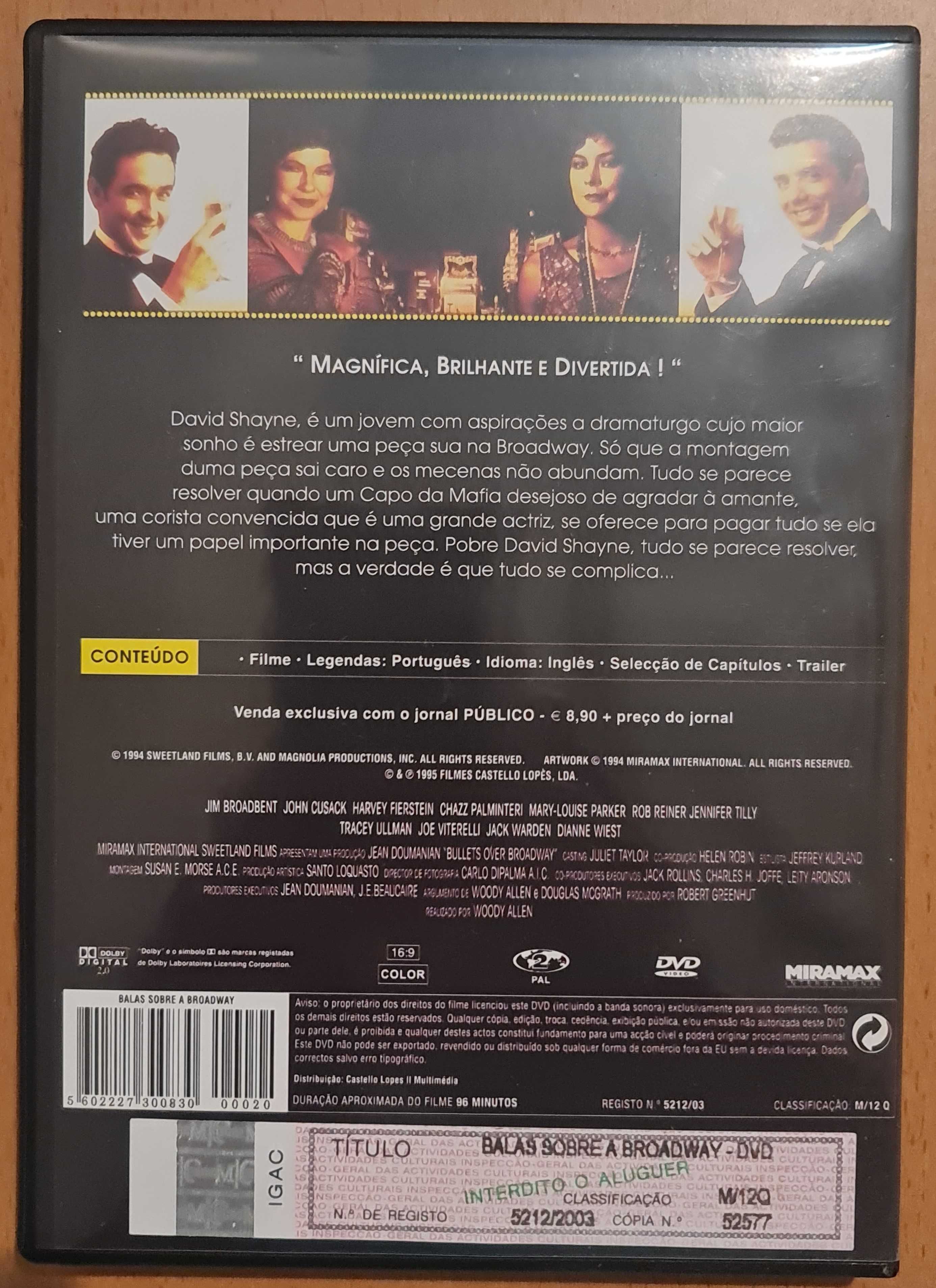 Filme DVD original Balas sobre a Broadway