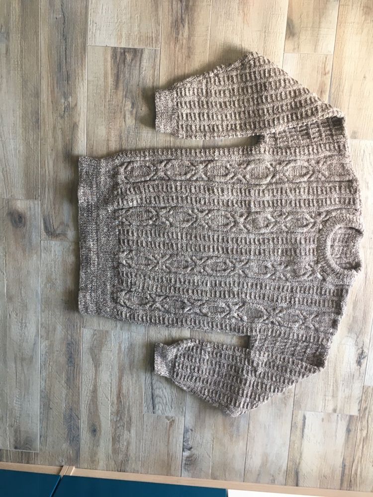 Sweter 100% wełniany nowy XL ręcznie robiony hand made