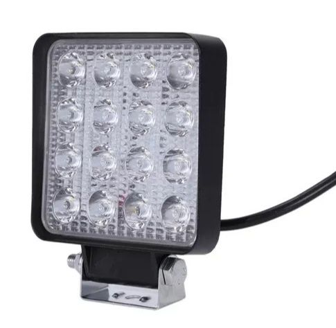 Фара LED Лед квадратная 48W 16 диодов ФСО Mini Стробоскоп 8.5см×8.5см