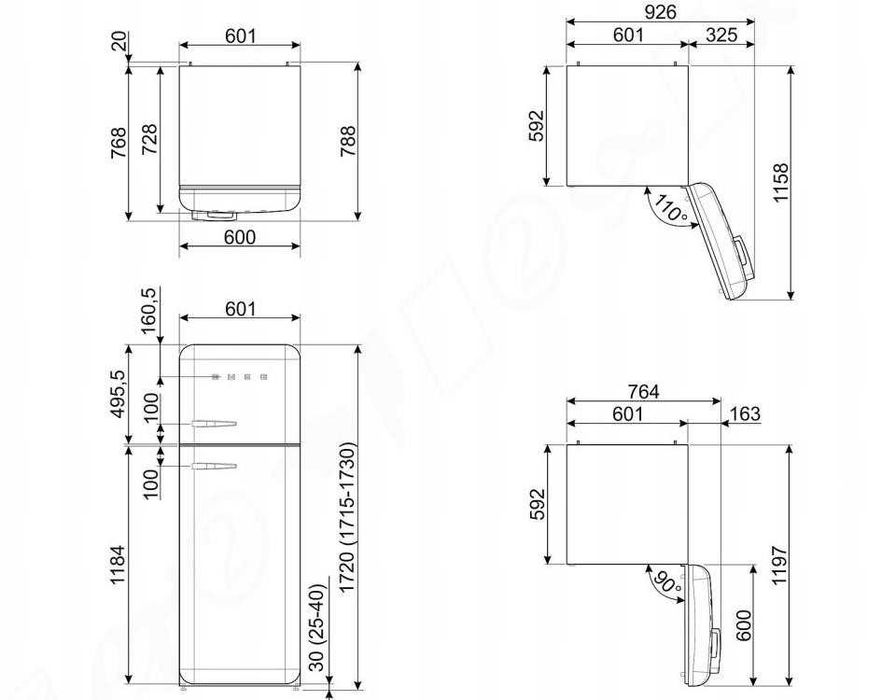 Холодильник SMEG FAB 30 RLI5 — 50s Style, кремовий, 294 л