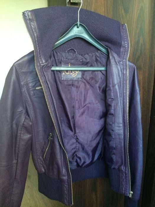Kurtka damska pilotka S XS fioletowa ramoneska H&M