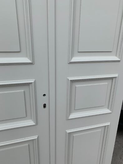 Drzwi drewniane dwuskrzydłowe białe Retro listewka