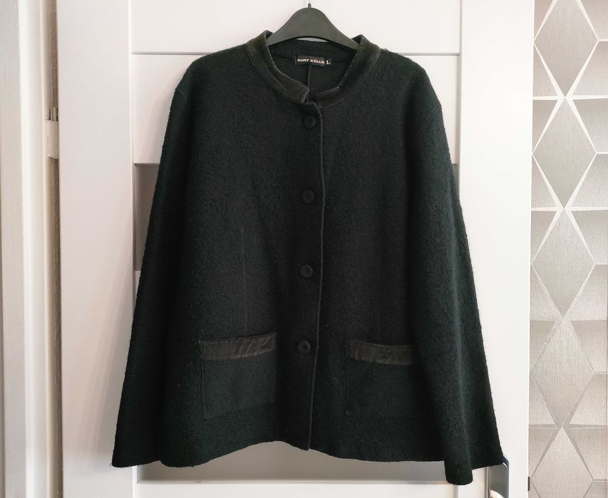 Sweter damski czarny wełniany rozpinany rozm. L