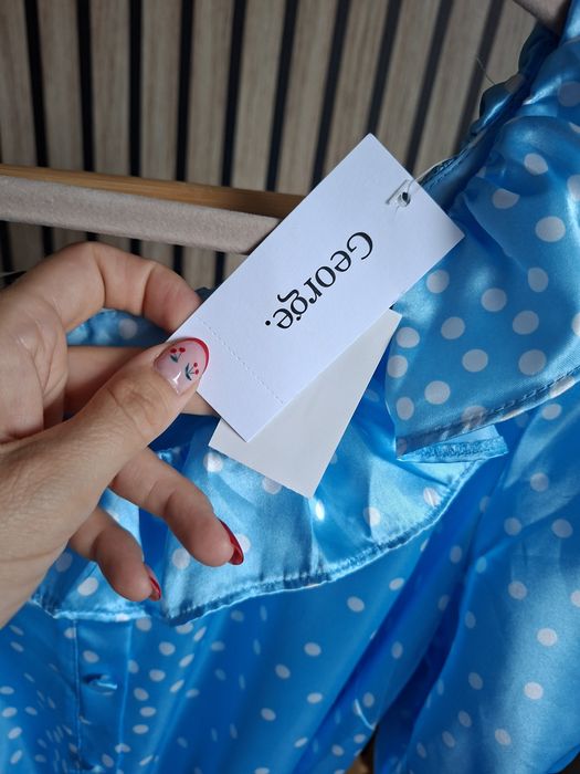 Sukienka maxi błękitne w kropki - Nowa