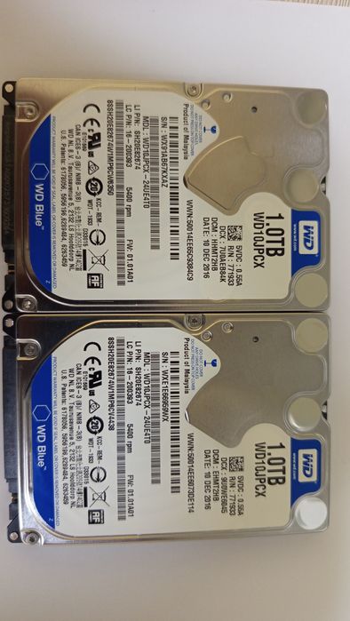 Жорсткі диски/HDD, 2.5, 2x1 Tb, 0.9mm, б/в.