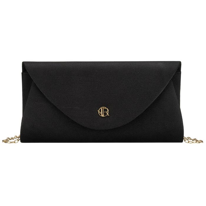 brokatowa kopertówka damska wykonana z tkaniny syntetycznej w czarnym