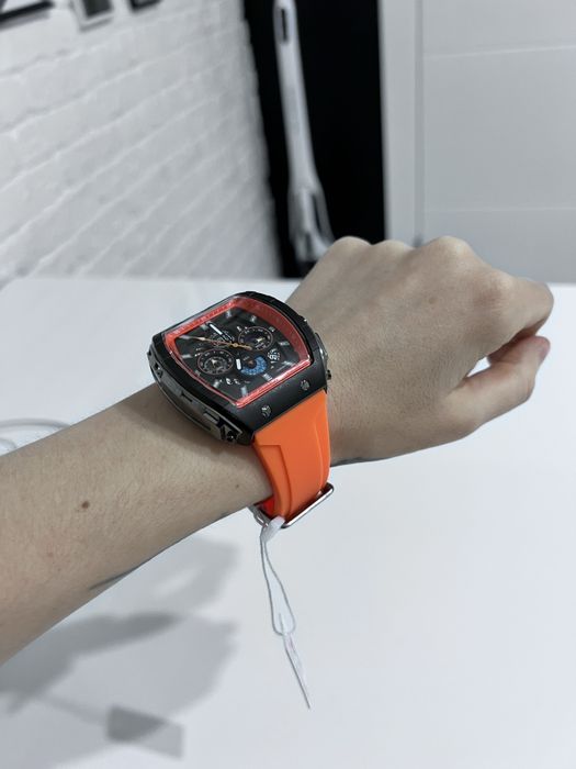 Часы мужские оранжевые женские часы унисекс кварцевые