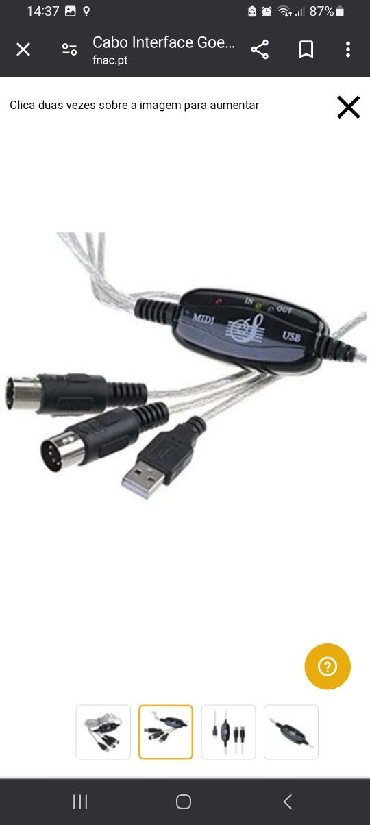 Cabo Interface USB para MIDI Novo