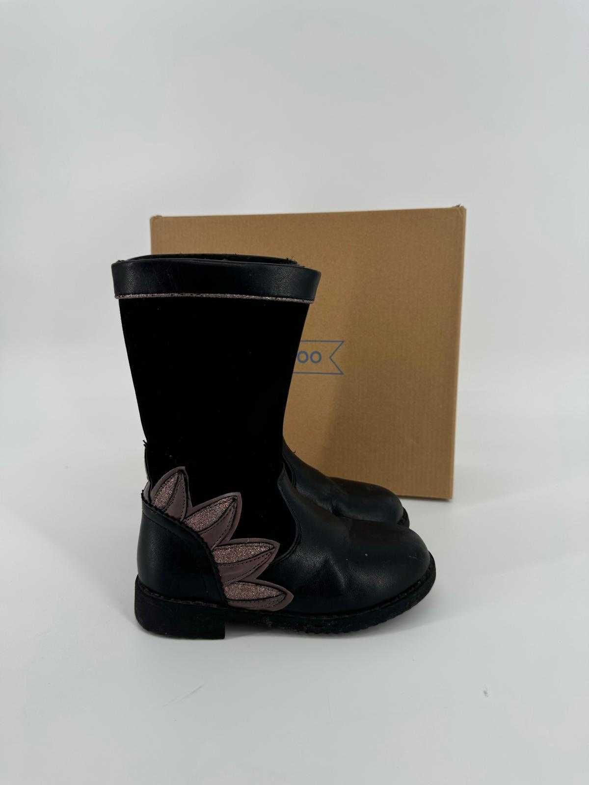 Friboo dziewczęce botki kozaki buty wysokie czarne eleganckie 27