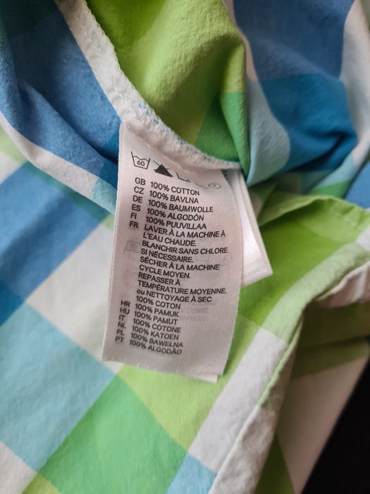 Koszula h&m rozmiar 98 z krótkim rękawem zielona niebieska