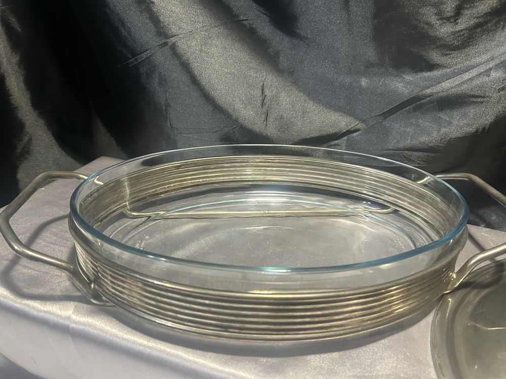 Szklana Patera MARINEX Metalowa Oprawa z Pokrywką Idealna na Przyjęcia