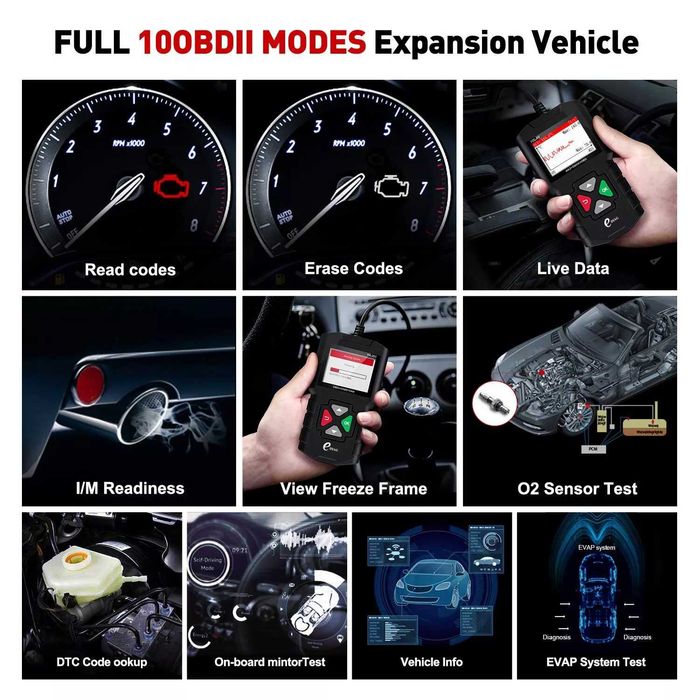 Діагностичний Сканер/Тестер Помилок OBD2/EOBD+CAN KINGBOLEN YA-201 США