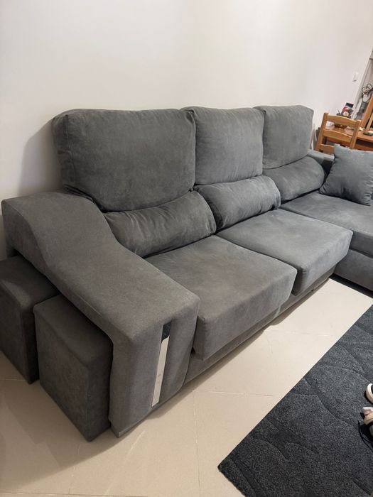 Sofá Chaise Longue Cinzento – Em Ótimo Estado!
