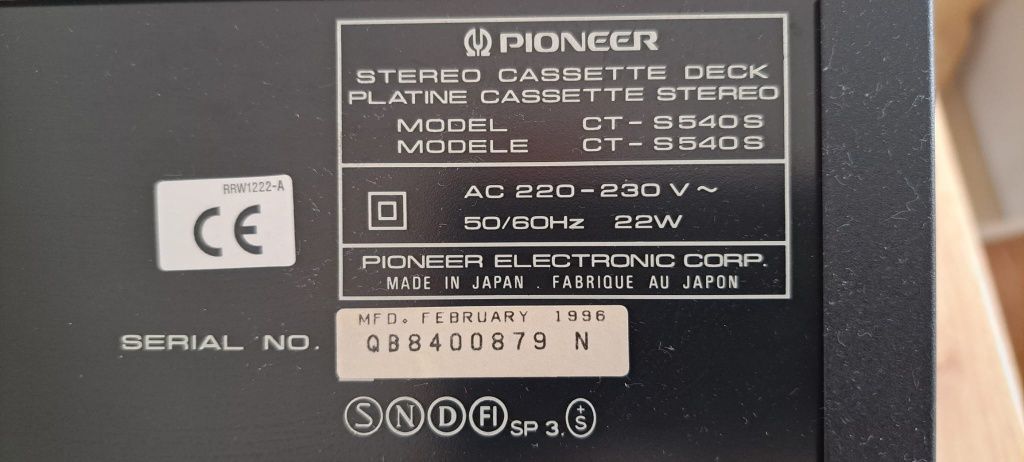 Pioneer Deck CT-S 540 S