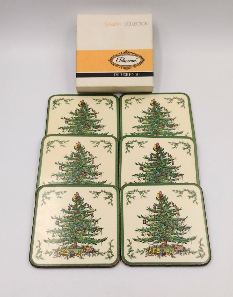 Korkowe podkładki pod gorące świąteczne retro vintage angielskie 60te