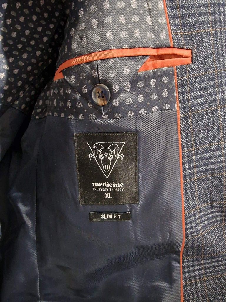 Granatowa marynarka męska w kratę Medicine XL slim fit