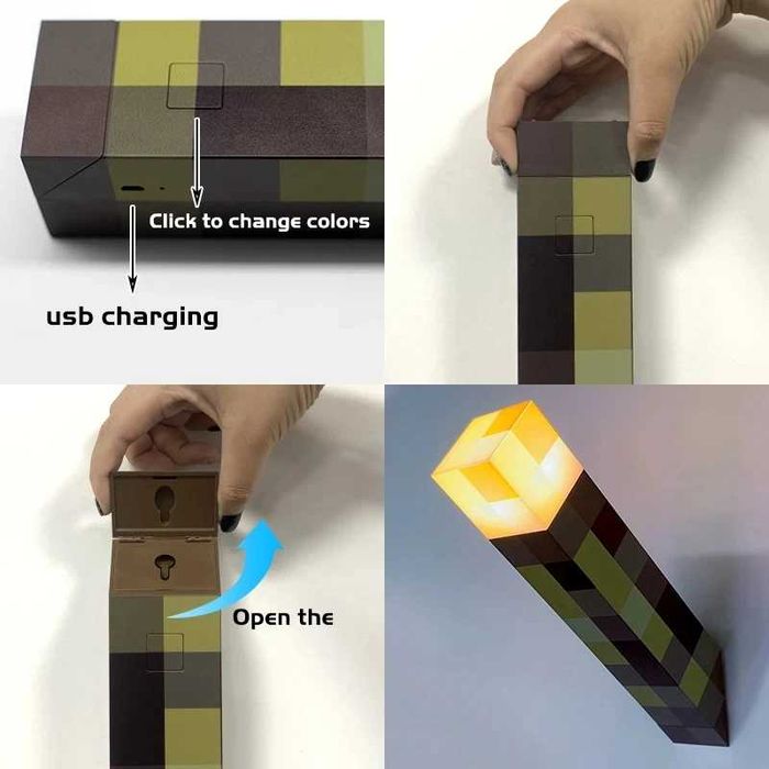 Latarka do sypialni/Minecraft/Dekoracyjne światło/LED Nocne światło