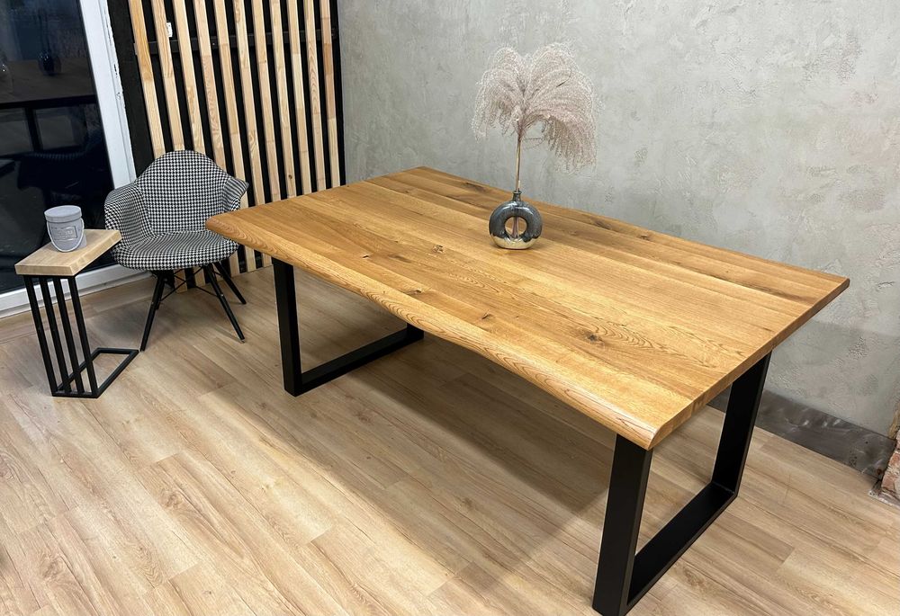 PROMOCJA! nowoczesny stół dębowy metalowa/drewniana noga loft boho hit