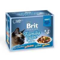 Влажный корм для кошек Brit Premium Cat Family Plate 12штук  85г Акция
