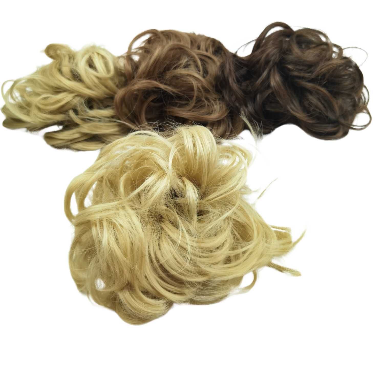 Treska na gumce kok messy bun jasny blond