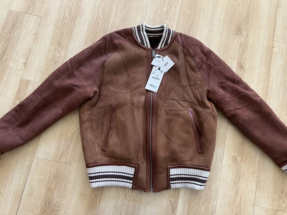 Zara kurtka 1999 zł męska skóra z włosiem ciepła premium skórzana