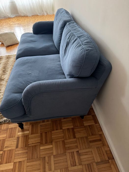 Sofá grande azul stocksund 3 lugares