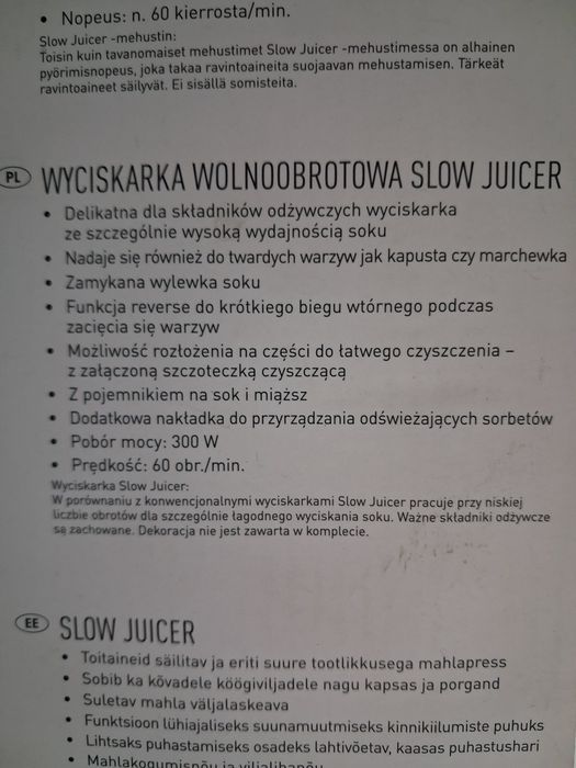 Silvercrest wyciskarka wolnoobrotowa