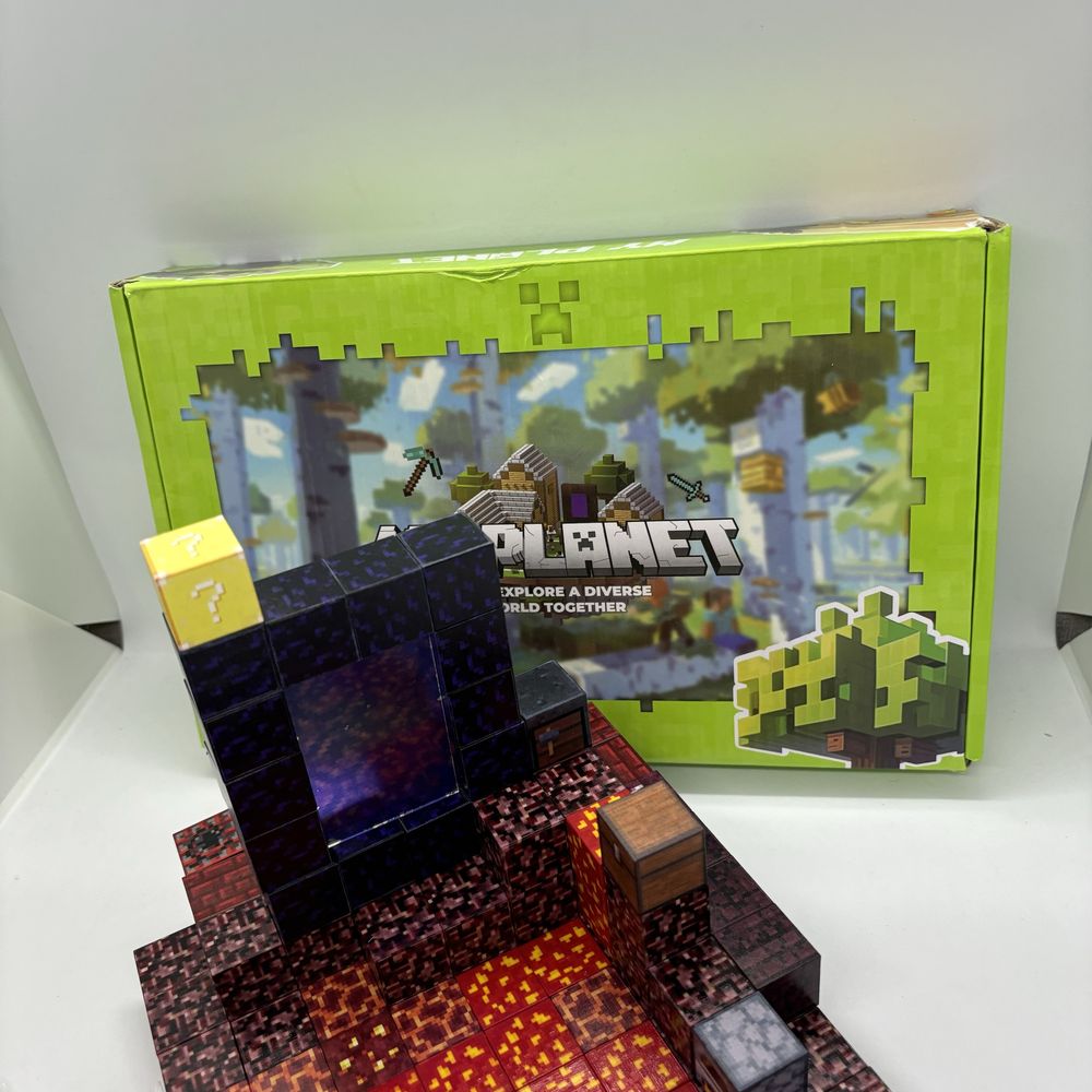 Магнітний конструктор Minecraft 128шт + 4 фігурки майнкрафт портал
