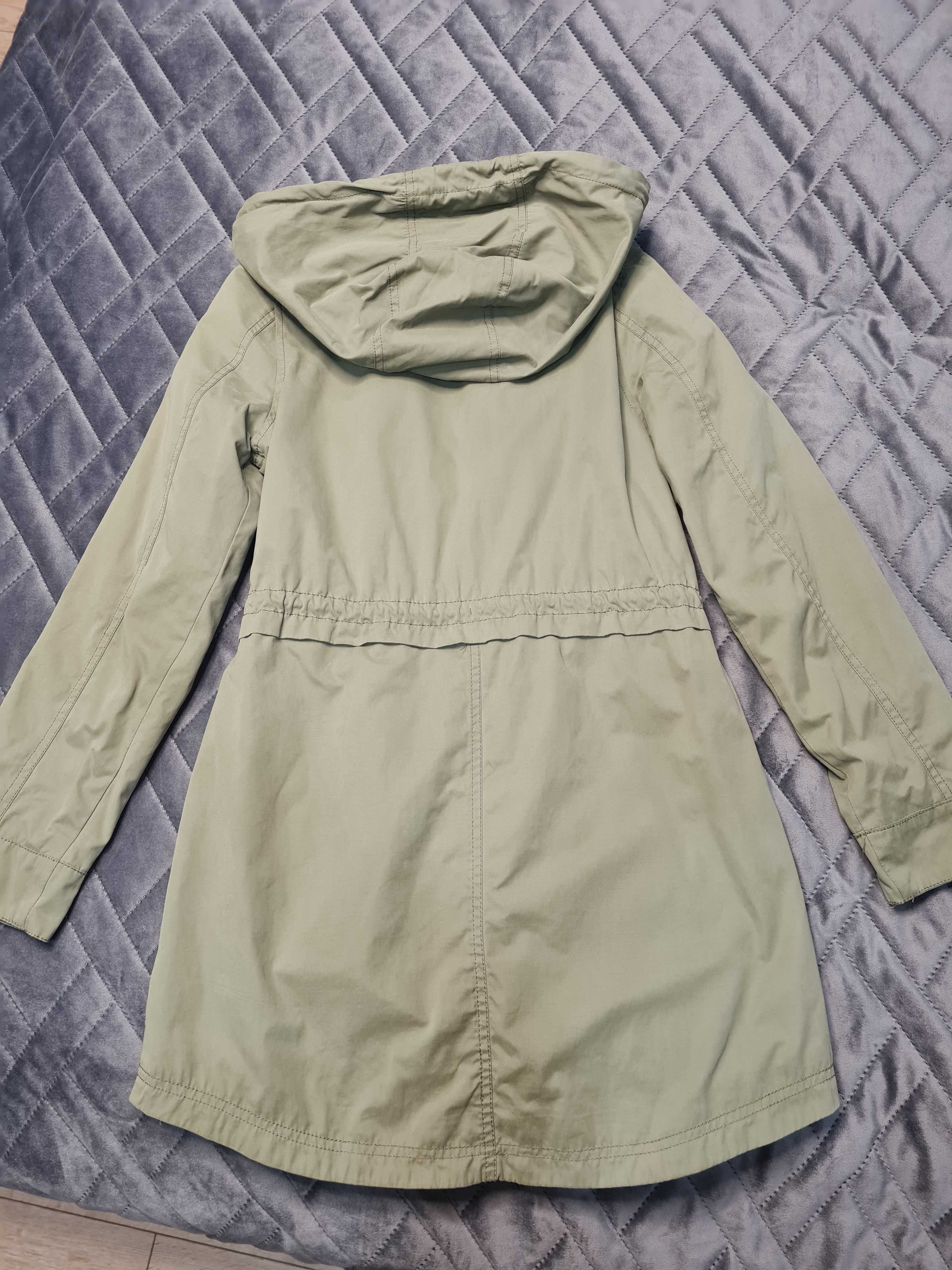 Jesienna parka kurtka zielona khaki 34