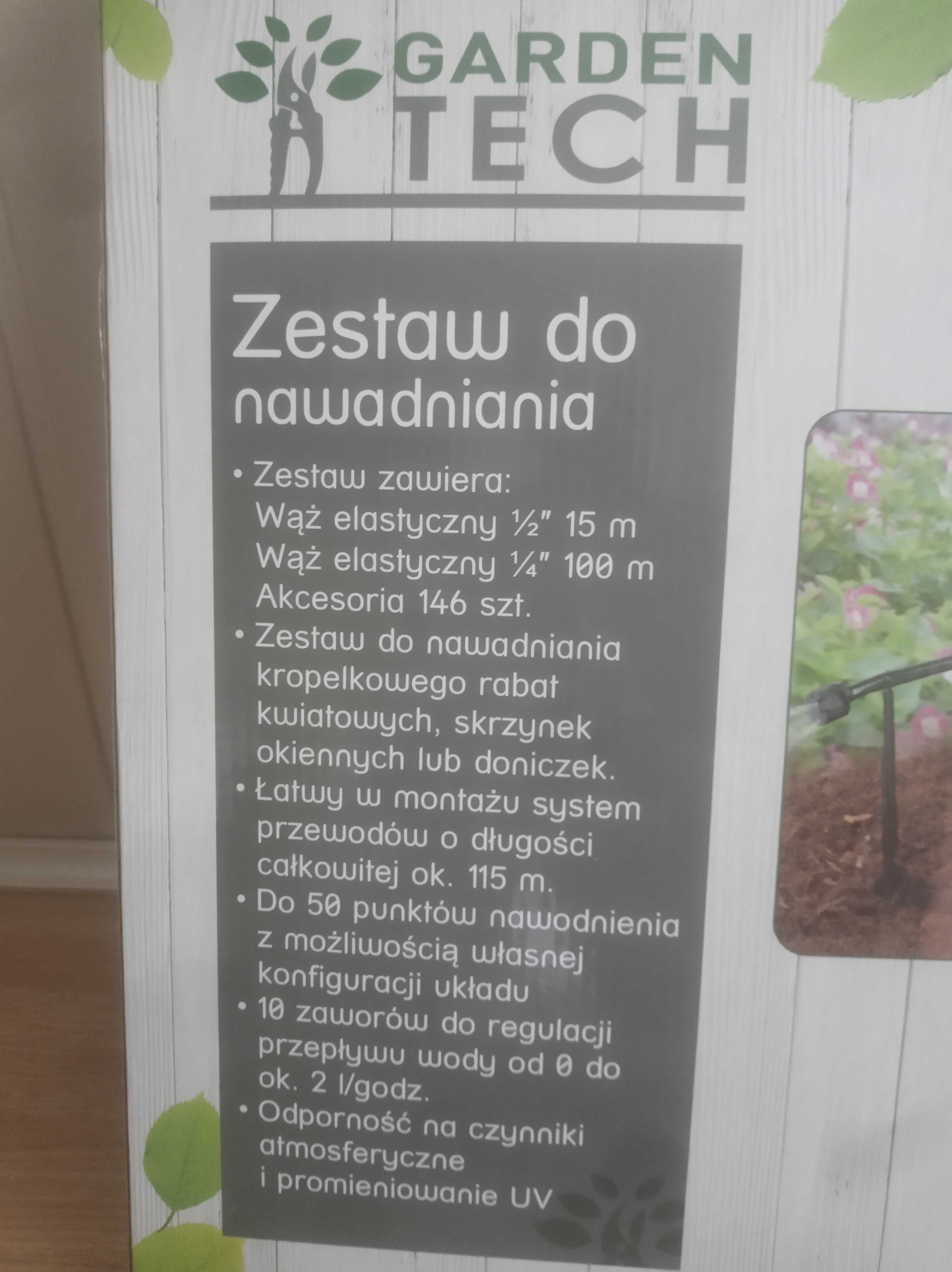 Zestaw do nawadniania GARDEN TECH ok.115m akcesoria 146 sztuk, NOWY