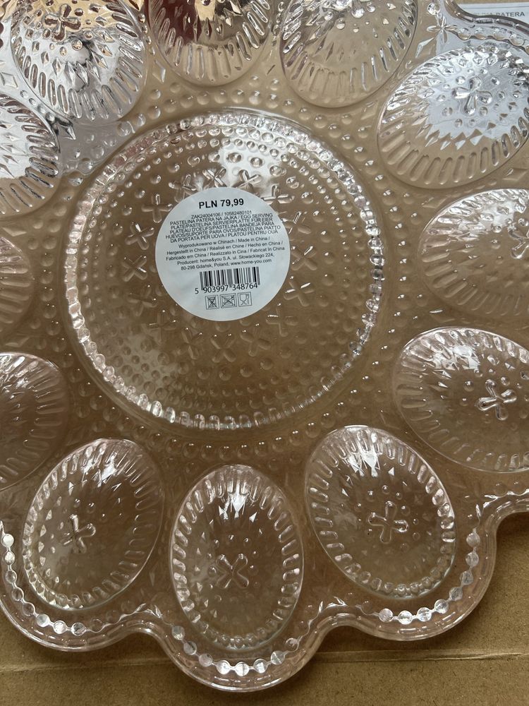 Nowa patera na jajka szklana okrągła w stylu vintage Home and You