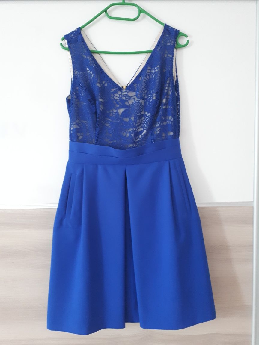 Sukienka chabrowa, niebieska DELFINA r. 38/40