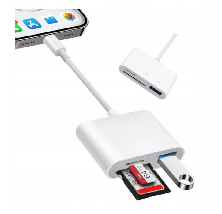 Adapter czytnik kart do iPhone przyłącze ładowania