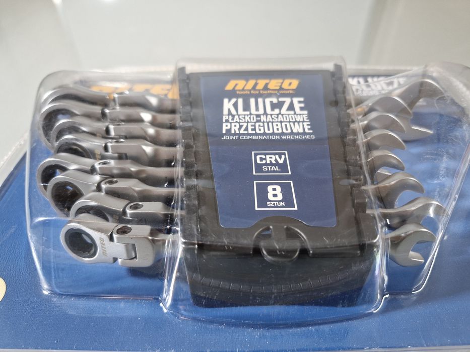 Klucze Plasko-Nasadowe Przegubowe Niteo 8 szt. CRV