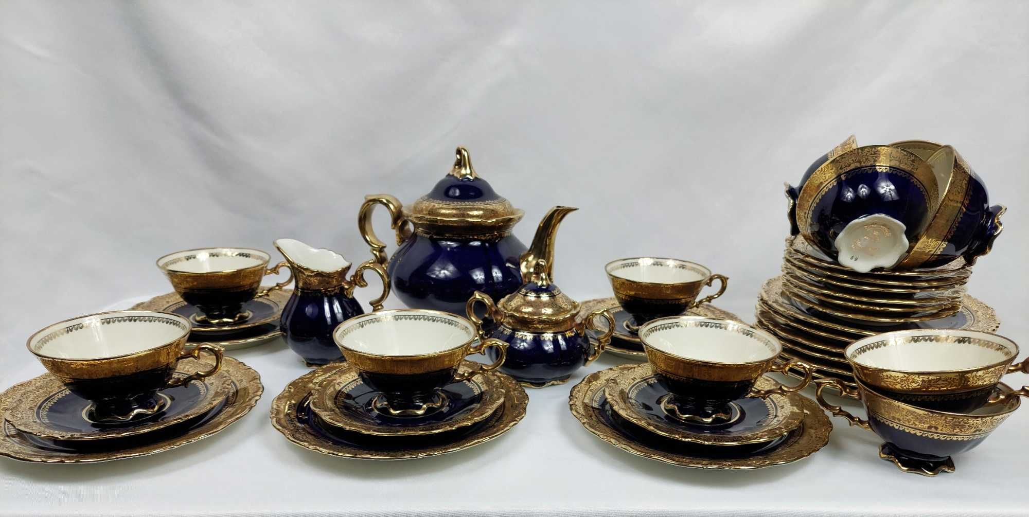 Serviço de Chá Alemão Bavaria - Jogo de Chá em Porcelana Vidrada