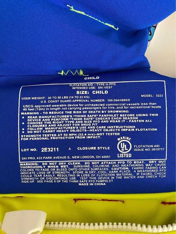 Colete infantil para desportos aquáticos