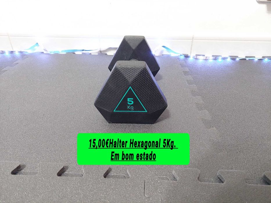 Halter hexagonal 5kg. Musculação Treino.