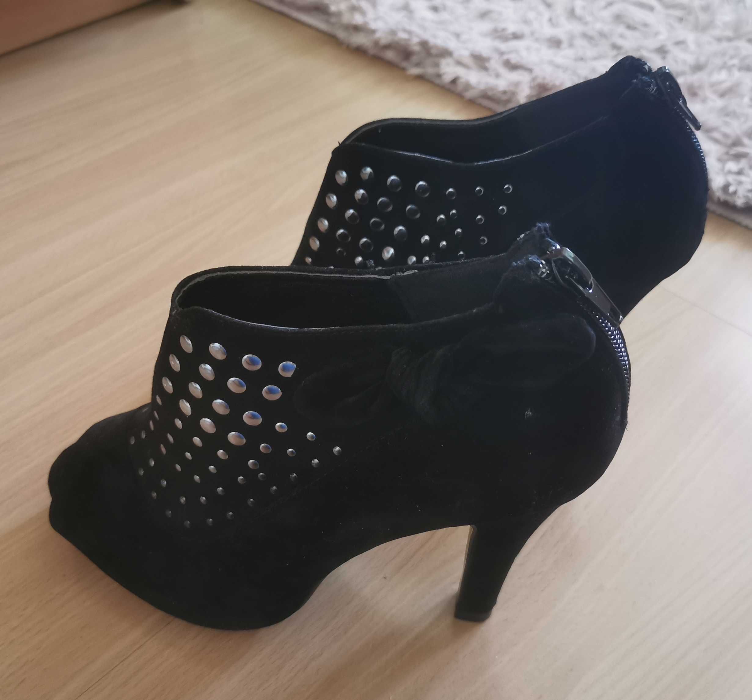 Botki czarne buty damskie na obcasie 37 Nowe