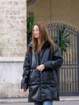 ZARA Zimowa kurtka płaszcz z ekoskóry, czarny – rozm. S