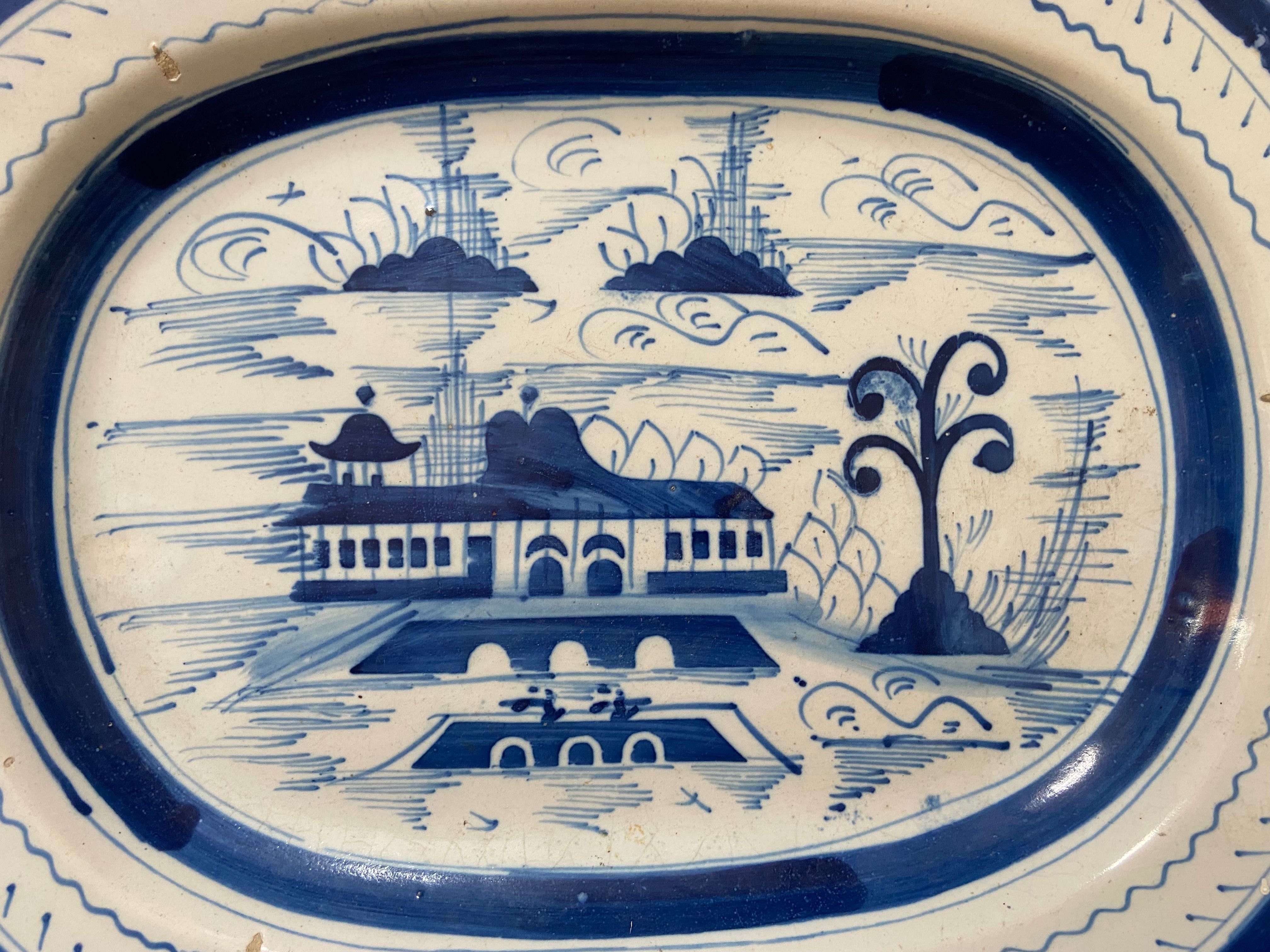 Travessa De Faiança Portuguesa Miragaia Decoração Cantão Tons De Azul