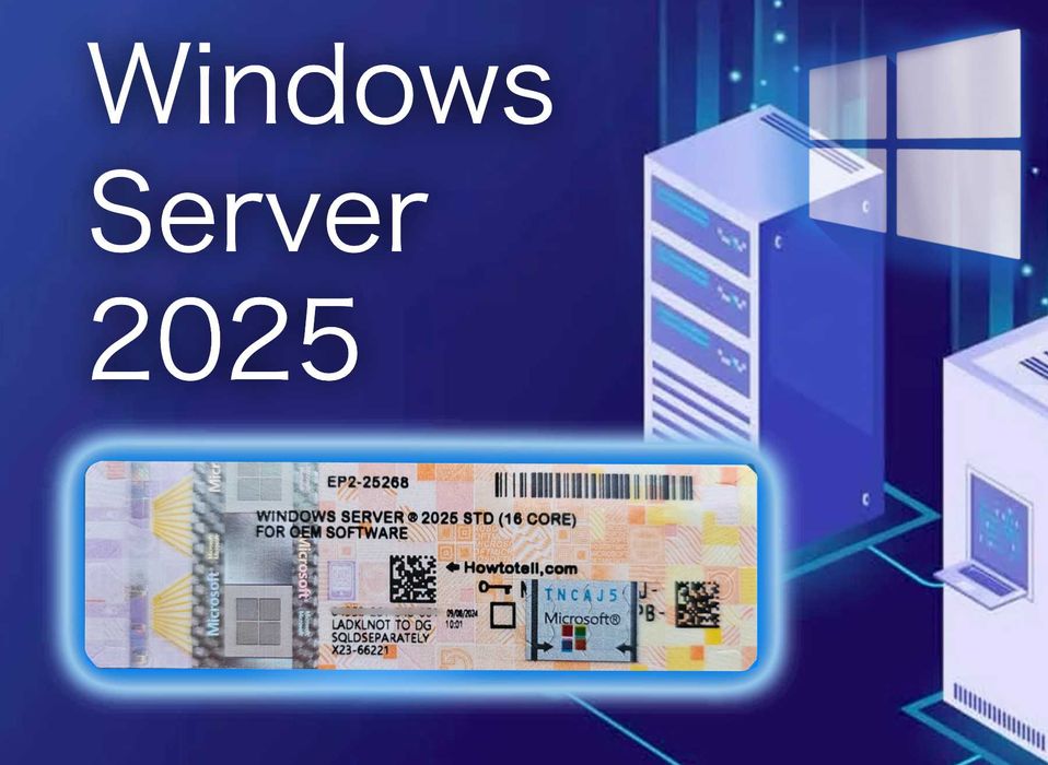 Windows Server 2025 Standard 16 CORE Naklejka COA Licencja Klucz