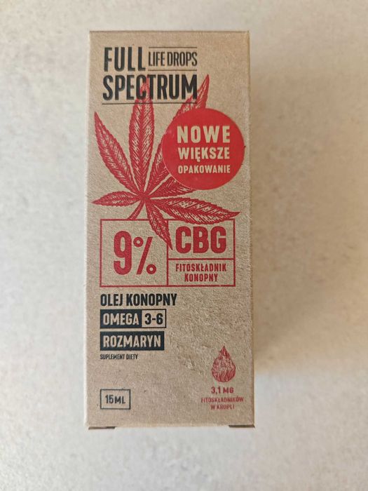 Olejek konopny CBG 9% 15 ml Full Spectrum, odprężający