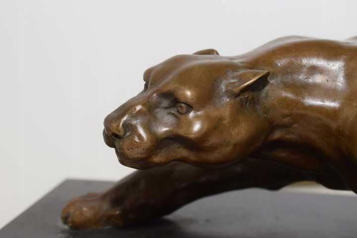 Przyczajona Puma - Pantera Gepard - Figura Rzeźba z Brązu - Prezent