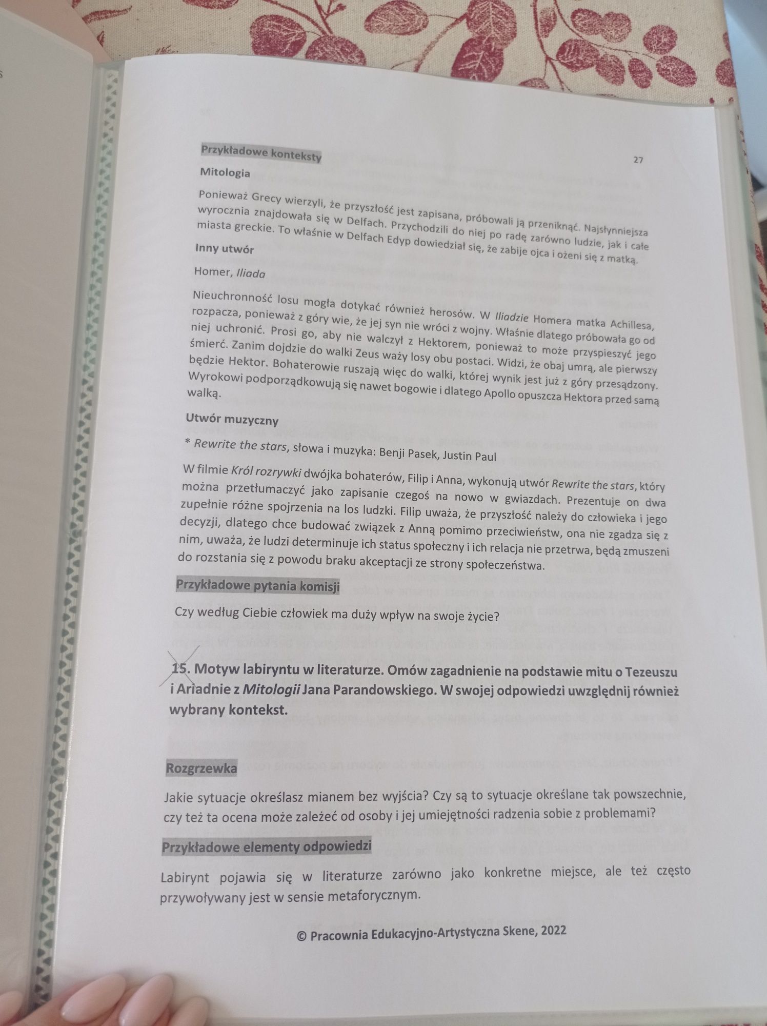 Przed zakupem proszę o kontakt Skene Opracowanie pytań jawnych Matura