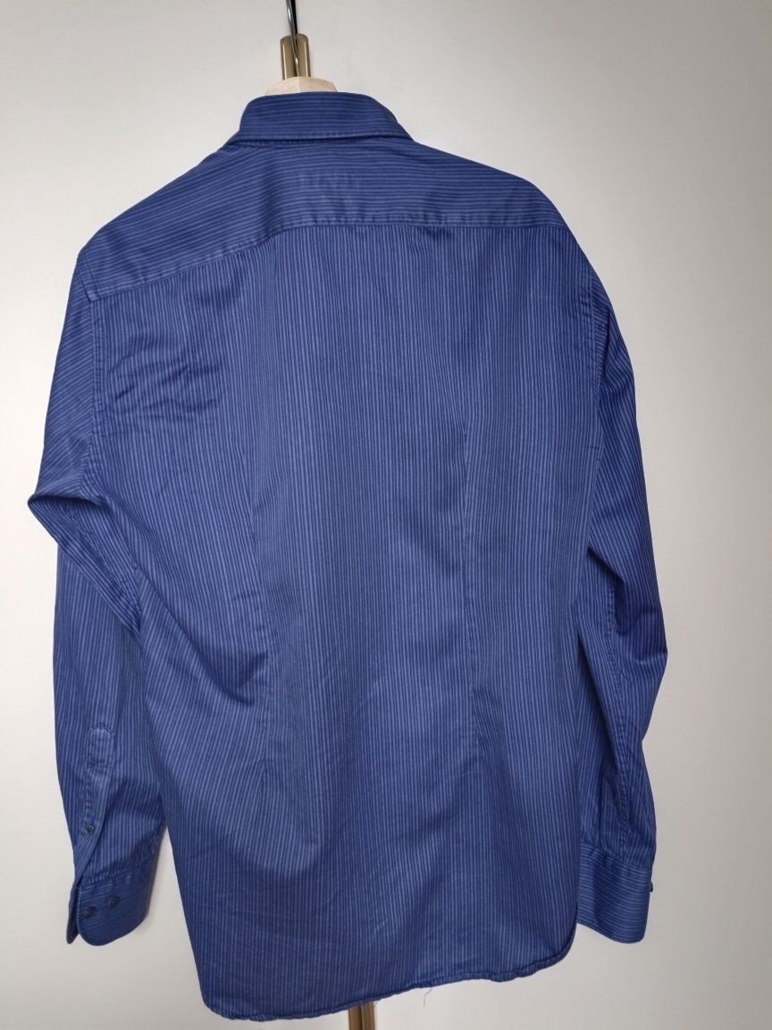 Zara, męska koszula, r. 42, w paski, habrowa